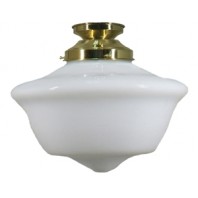 Lighting Inspiration-Victorian 16" School House Opal Gloss Batten Fix - Polished Brass 